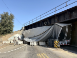 Semi-truck crashes into Marysville railroad trestle, blocking lanes on SR-70